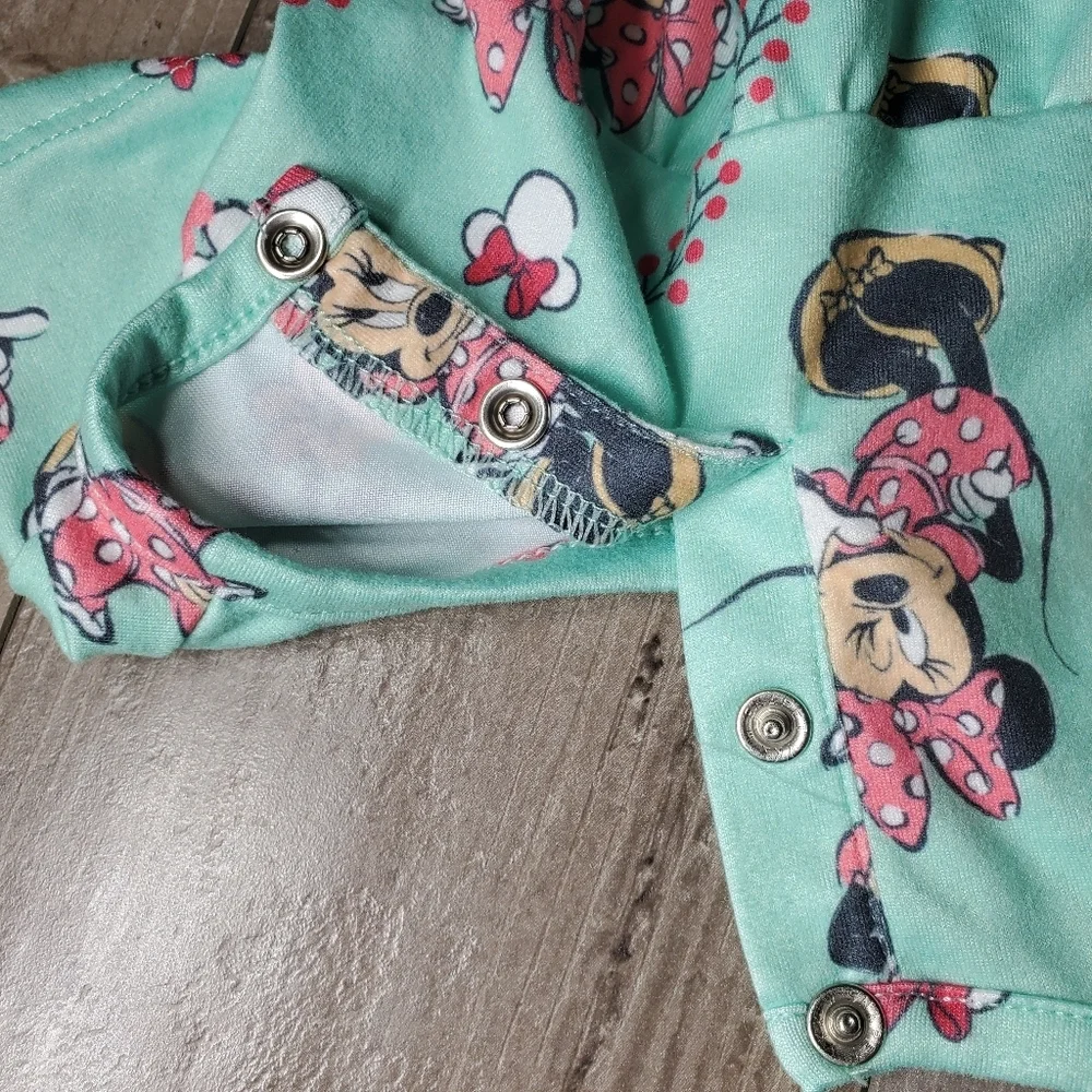 Disney Baby Minnie Mouse 2Pc Matching Mint Green Tiered Dress Set Size 3M NWOT